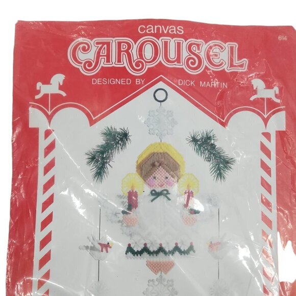 Canvas Carousel Plastic Kit Angel Mobile Christmas Snowflake Dove New Vtg 80s - Picture 6 of 10